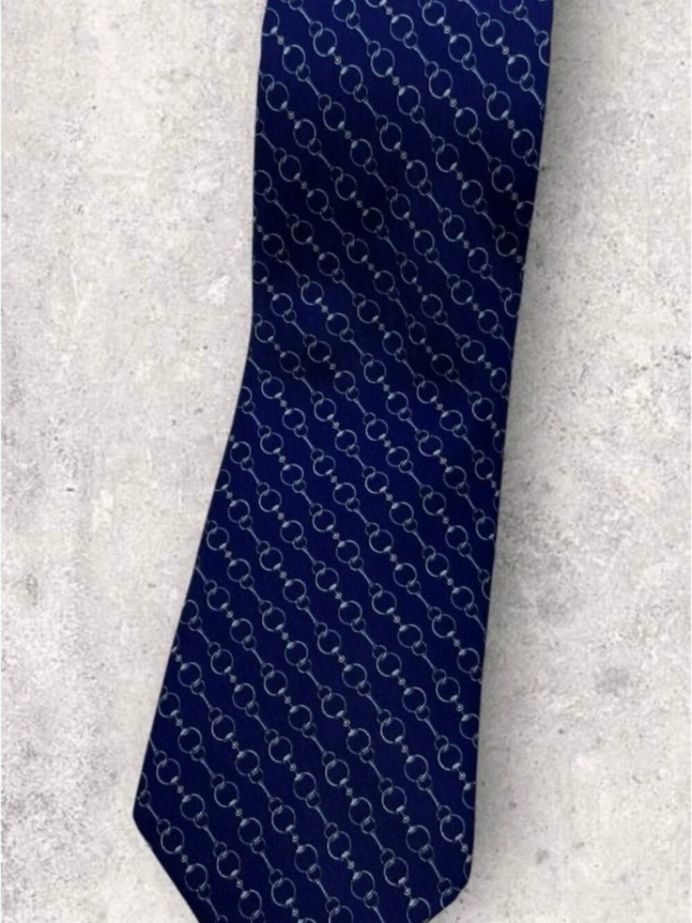 BROOKS BROTHERS Silk Tie USA XL Blue Gray Horse Bit W:3.6" EUC - Picture 5 of 5